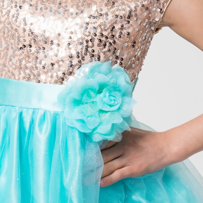 Платье нарядное Minaku "Принцесса" мятное, 122-128 см, п/э, хлопок