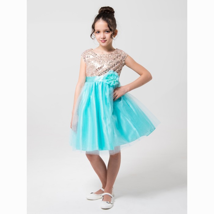 Платье нарядное Minaku "Принцесса" мятное, 134-140 см, п/э, хлопок