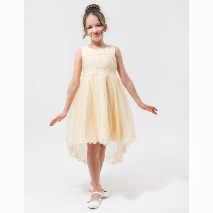 Платье нарядное Minaku "Русалочка" бежевый, 110-116 см, п/э, хлопок