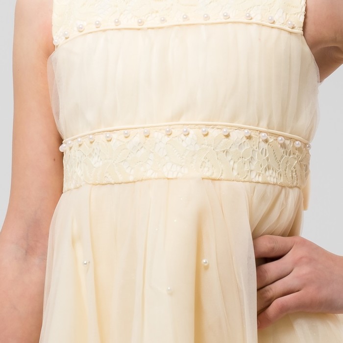 Платье нарядное Minaku "Русалочка" бежевый, 110-116 см, п/э, хлопок