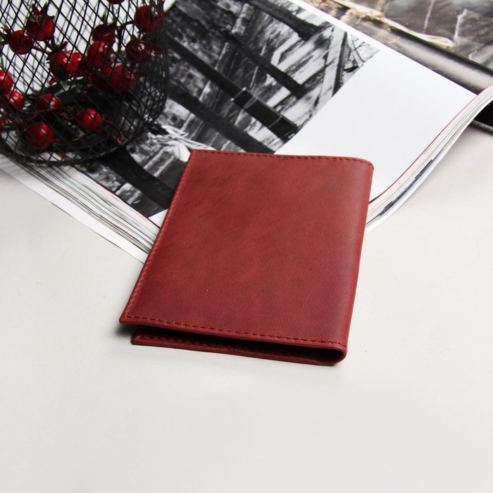 Обложка для автодокументов, 5 карманов для карт, пулап, цвет гранатовый