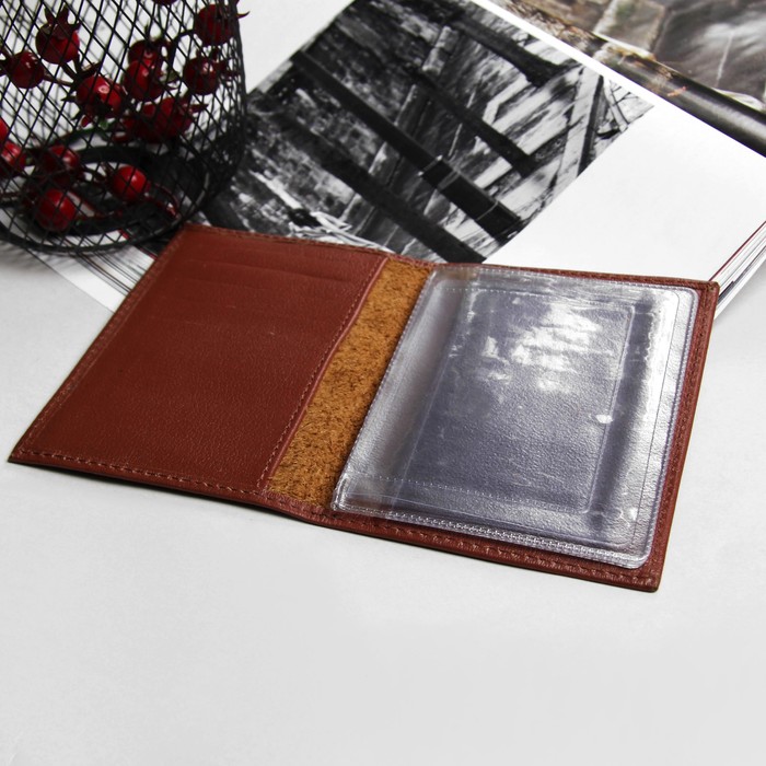 Обложка для автодокументов, 10 карманов для карт, орфей, цвет коричневый