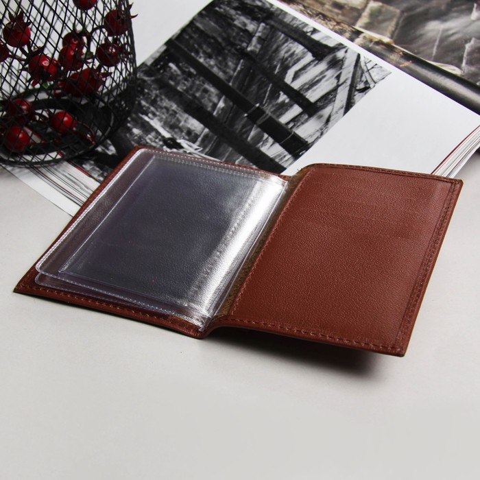 Обложка для автодокументов, 10 карманов для карт, орфей, цвет коричневый