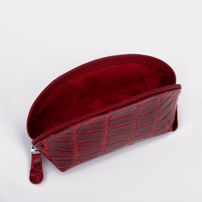 Косметичка простая, отдел на молнии, скат красный