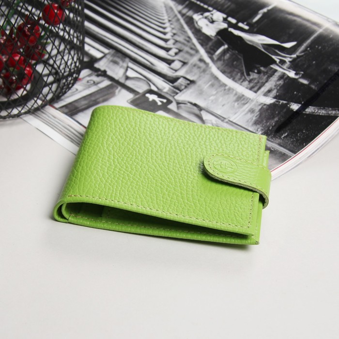 Кошелёк женский, отдел, для карт, для монет, флотер салатовый