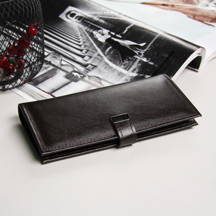 Кошелёк мужской, отдел, для карт, для монет, матовый коричневый