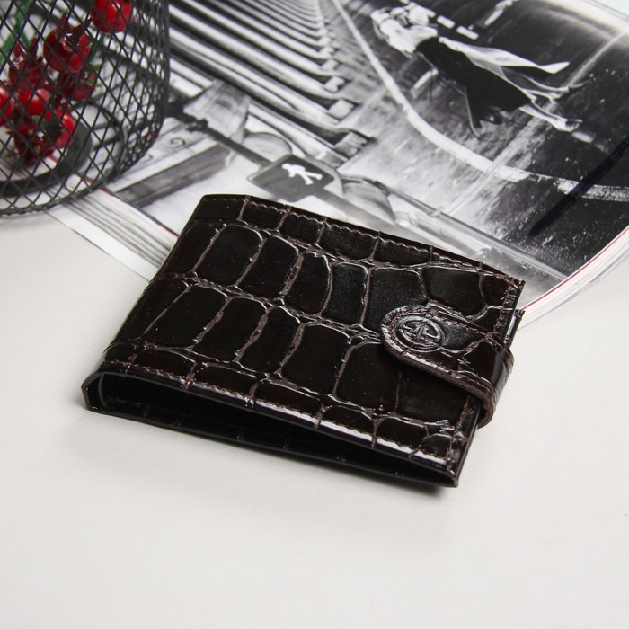 Портмоне мужское, отдел, для карт, для монет, скат, цвет коричневый