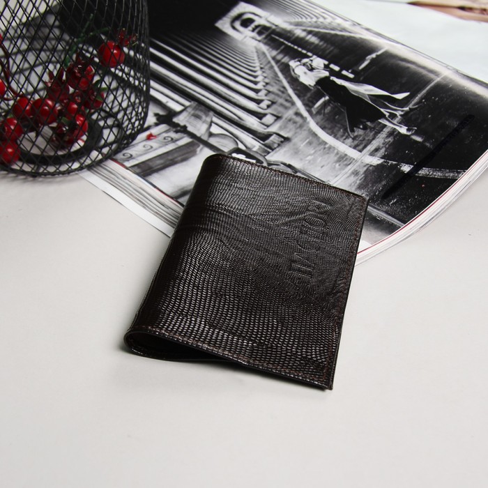 Обложка для паспорта, 5 карманов для карт, игуана, цвет коричневый