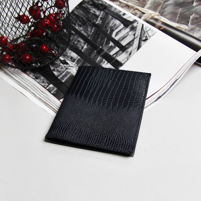 Обложка для автодокументов, ящер, цвет синий