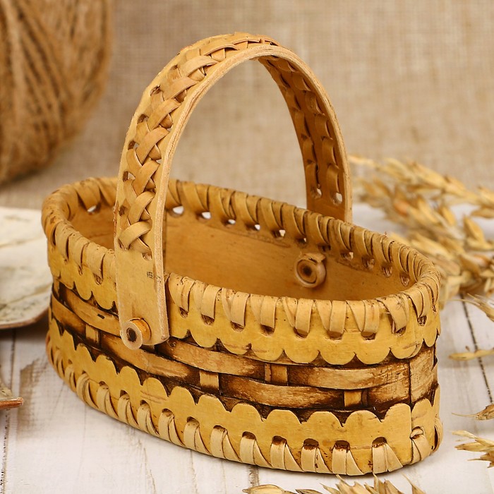 Корзинка «Плетёнка», малая, 11х7х4 см, береста