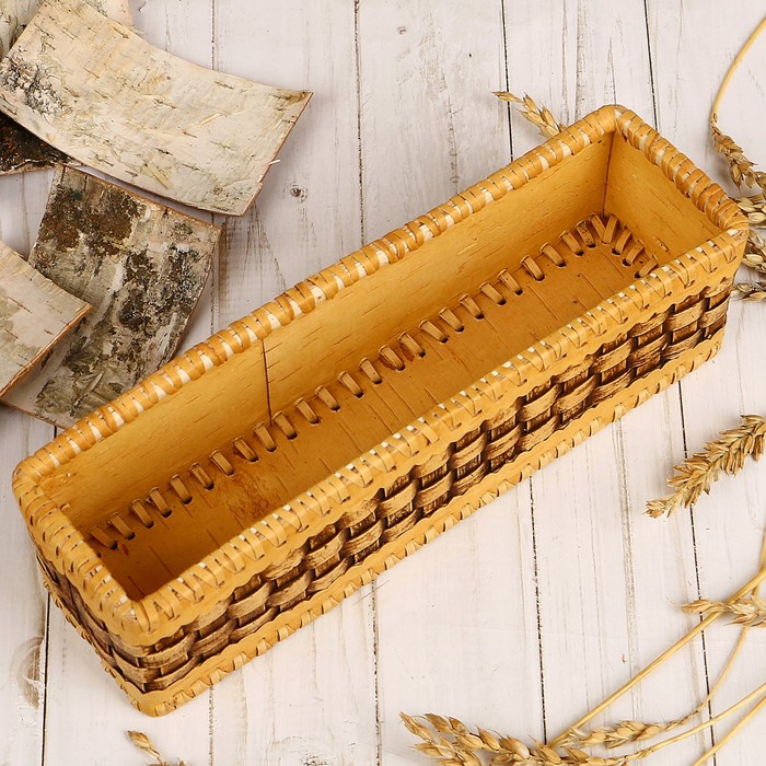Подставка для чайных пакетиков «Плетёнка», 25х8х7,5 см, береста