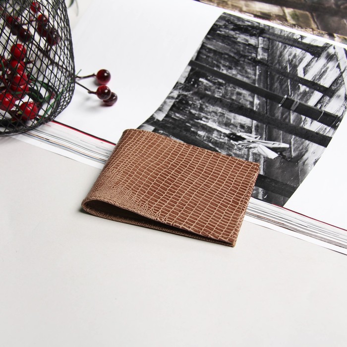 Обложка для удостоверения, ящерица, цвет бежевый