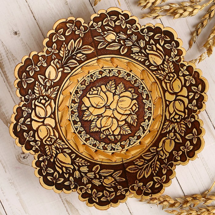 Тарелка «Розочки», 19,5х19,5х4 см, береста