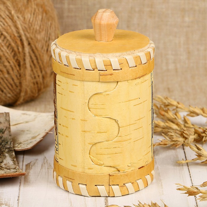 Туес «Зайчик», 6×6×9/11,5 см, 0,18 л береста