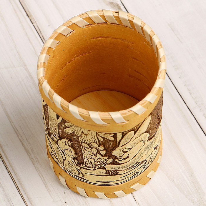 Туес «Зайчик», 6×6×9/11,5 см, 0,18 л береста