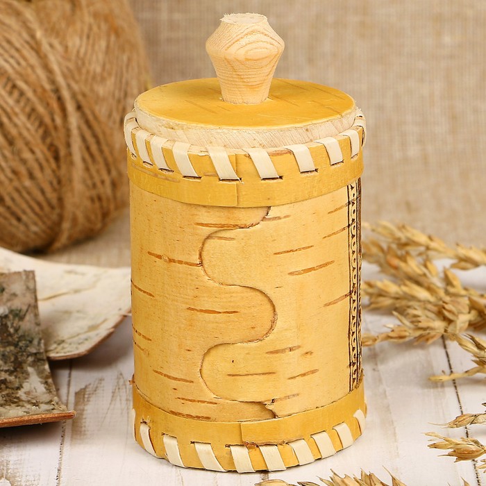 Туес «Оленёнок», 6×6×9/11,5 см, 0,18 л береста