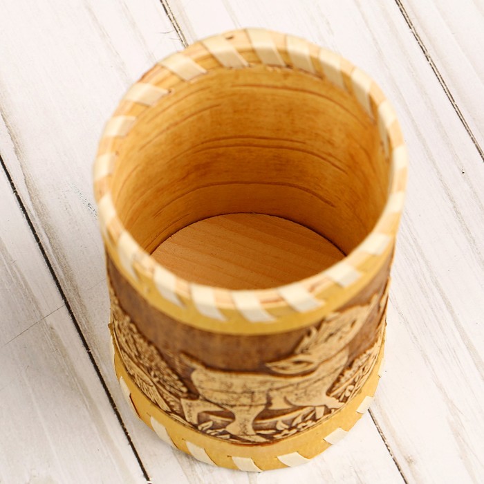 Туес «Оленёнок», 6×6×9/11,5 см, 0,18 л береста