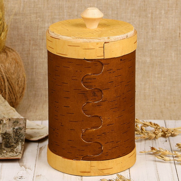 Туес «Хомка», горох, 10×10×16/18,5 см, 1 л, береста