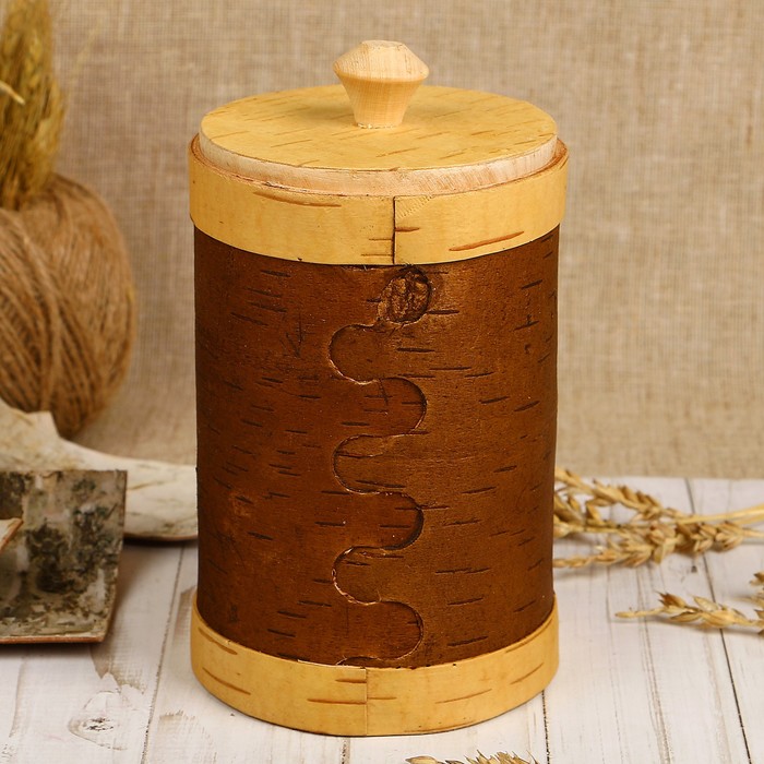 Туес «Хомка», гречка, 10×10×16/18,5 см, 1 л, береста