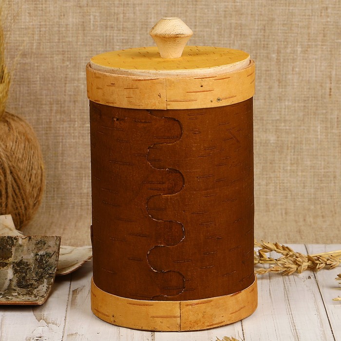 Туес «Хомка», макароны, 10×10×16/18,5 см, 1 л, береста