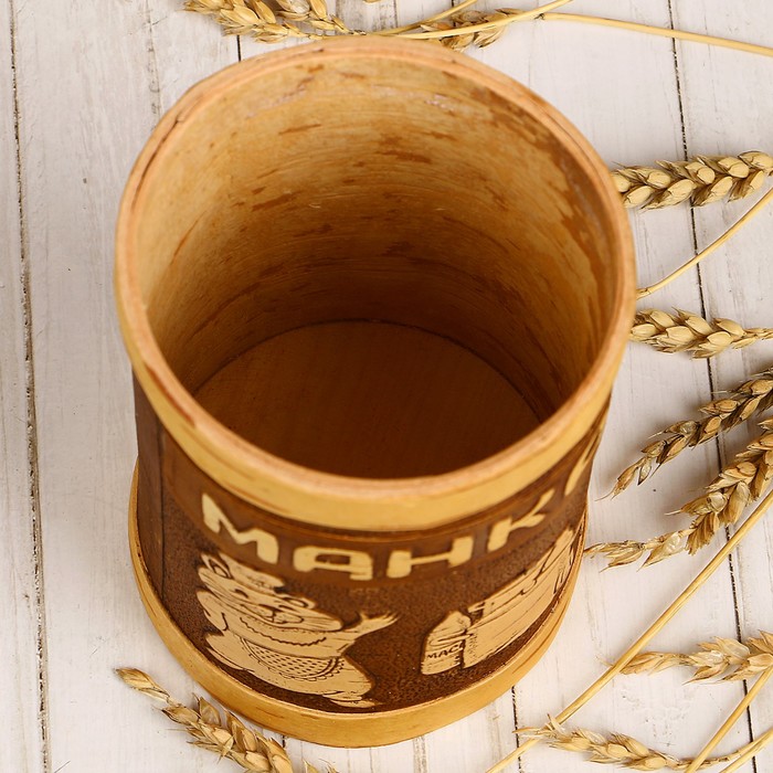 Туес «Хомка», манка, 10×10×16/18,5 см, 1 л, береста