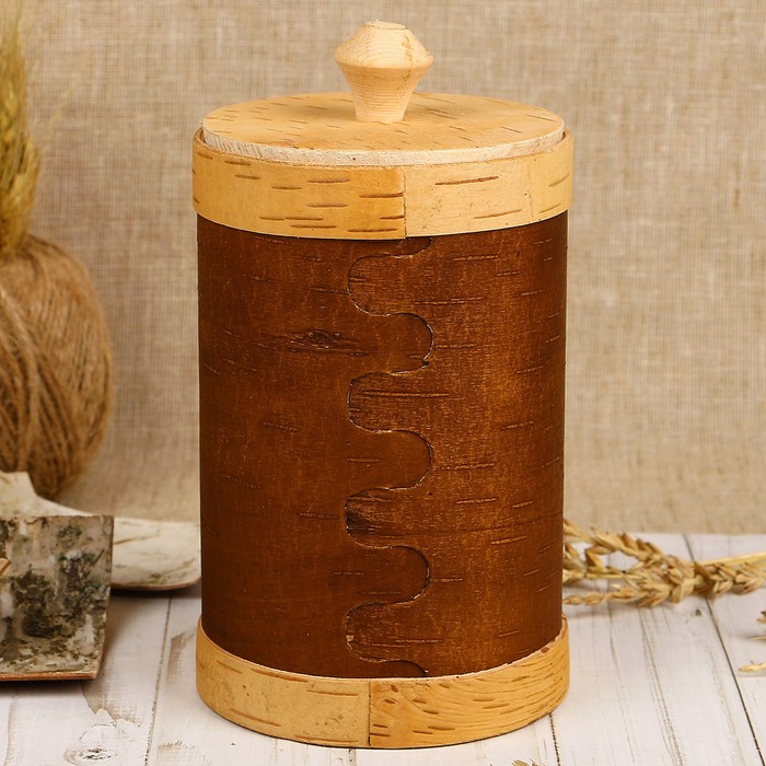 Туес «Хомка», мука, 10×10×16/18,5 см, 1 л, береста