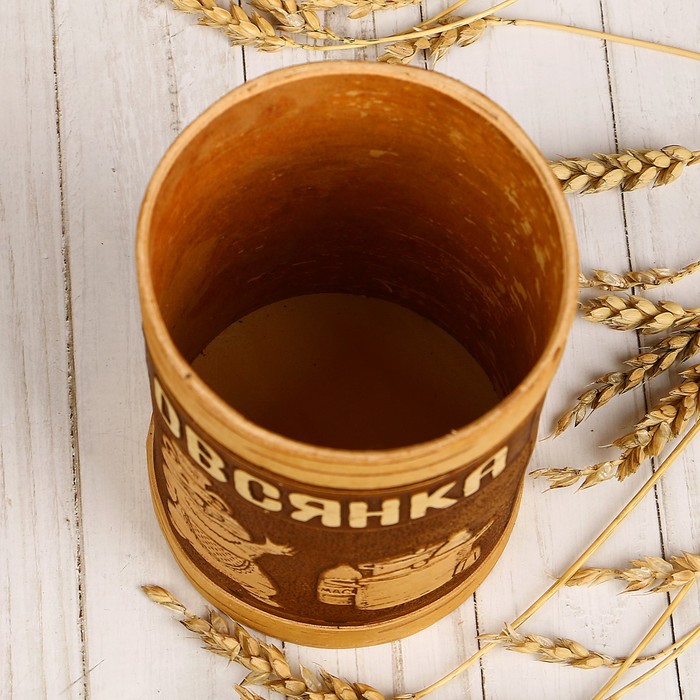 Туес «Хомка», овсянка, 10×10×16/18,5 см, 1 л, береста