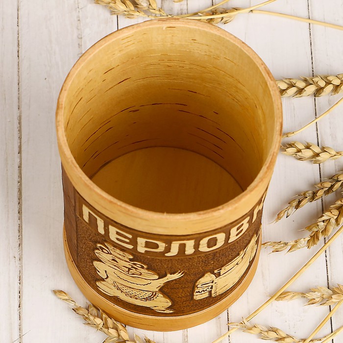 Туес «Хомка», перловка, 10×10×16/18,5 см, 1 л, береста