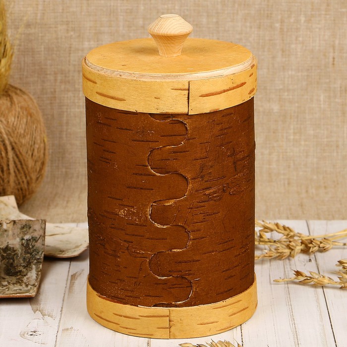 Туес «Хомка», пшено, 10×10×16/18,5 см, 1 л, береста