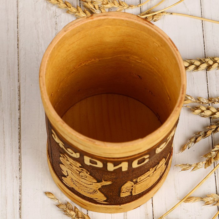 Туес «Хомка», рис, 10×10×16/18,5 см, 1 л, береста