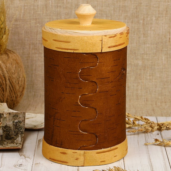 Туес «Хомка», соль, 10х10х16/18,5 см, 1 л, береста