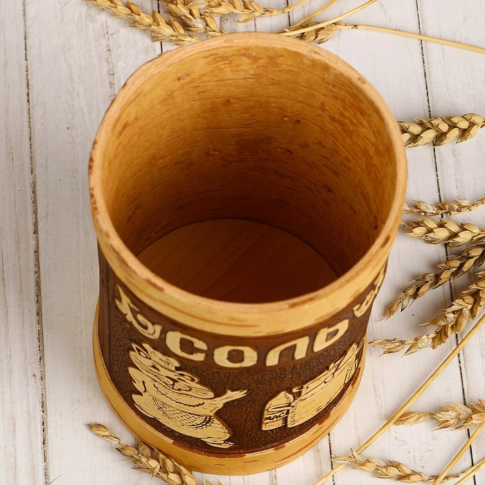 Туес «Хомка», соль, 10х10х16/18,5 см, 1 л, береста