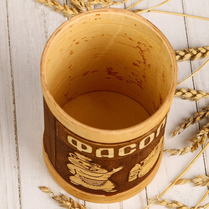 Туес «Хомка», фасоль, 10х10х16/18,5 см, 1 л, береста