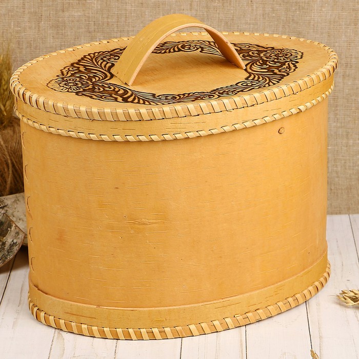 Хлебница «Белочки», с ручкой, 28,5х20,5х20,5/24 см, береста