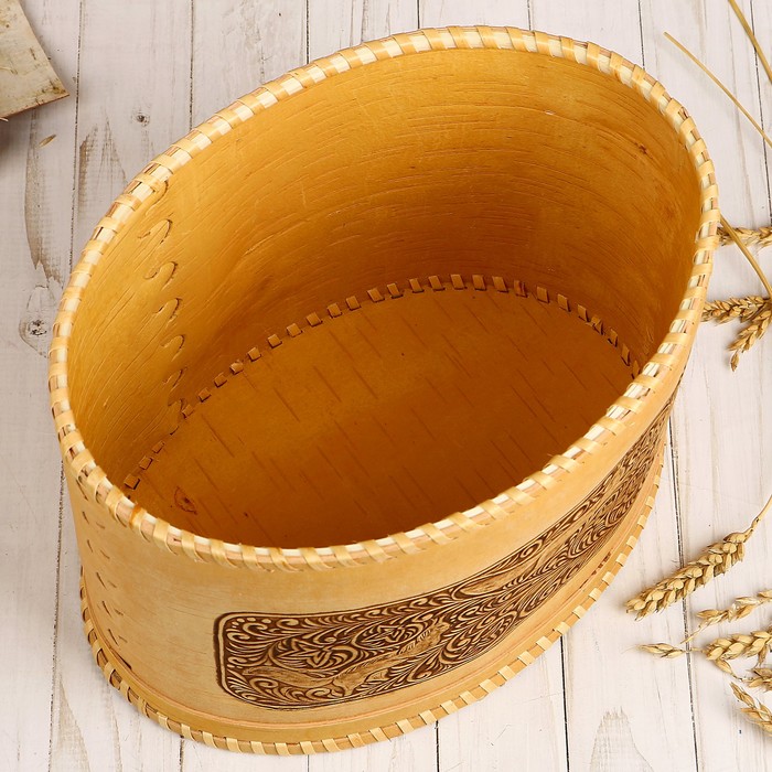 Хлебница «Белочки», с ручкой, 28,5х20,5х20,5/24 см, береста