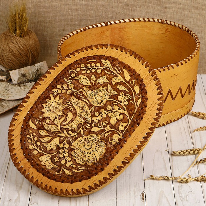 Хлебница «Перезвон», большая. 33х26х16 см, береста