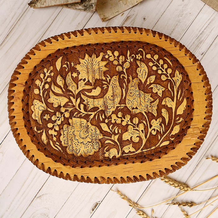 Хлебница «Перезвон», большая. 33х26х16 см, береста