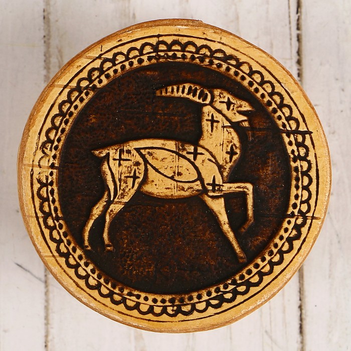 Шкатулка «Знак зодиака», козерог, 6х6х3,5 см, береста