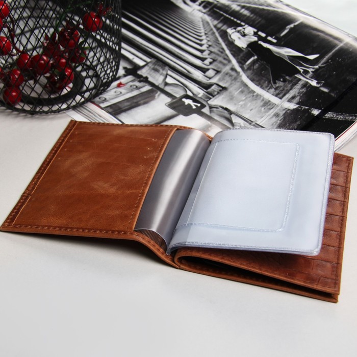 Обложка для автодокументов и паспорта, 4 кармана для карт, кайман/пулап, цвет рыжий