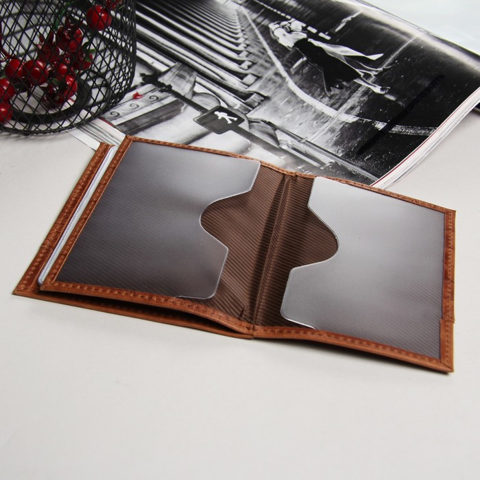 Обложка для автодокументов и паспорта, 4 кармана для карт, кайман/пулап, цвет рыжий