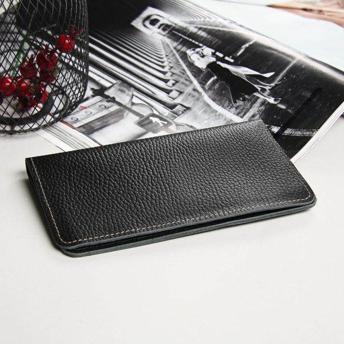 Портмоне мужское, 2 отдела, для кредиток, наружный карман, флотер, цвет чёрный
