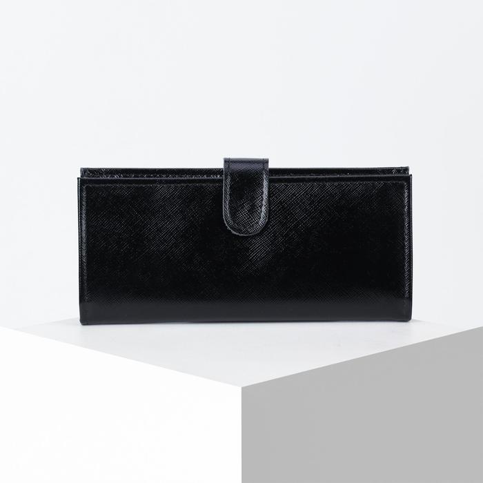 Кошелёк мужской, отдел, для монет, для карт, сафьян чёрный