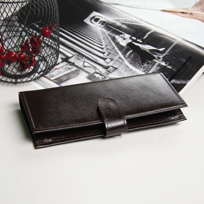 Кошелёк мужской, отдел, для монет, для карт, сафьян коричневый