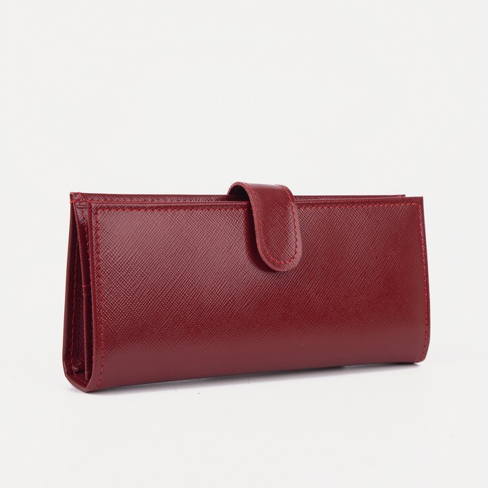 Кошелёк женский, отдел для кредиток, для монет, сафьян, цвет красный