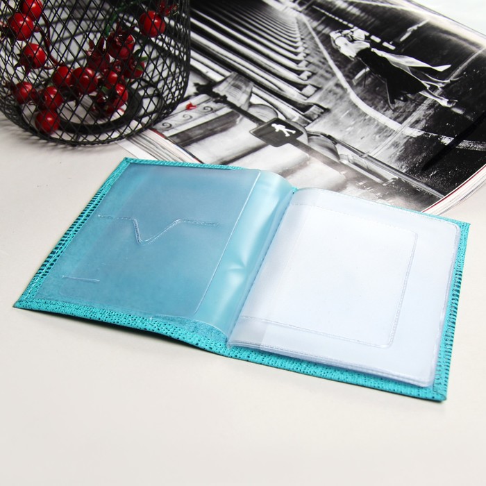 Обложка для автодокументов, ящерица, цвет бирюзовый