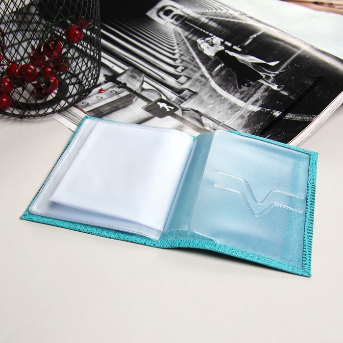 Обложка для автодокументов, ящерица, цвет бирюзовый