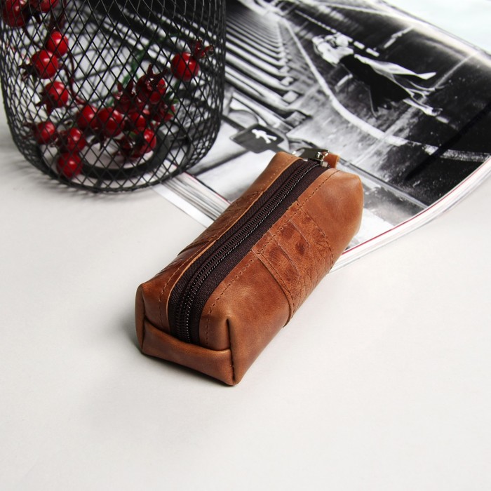 Ключница, отдел на молнии, кайман/пулап, цвет рыжий