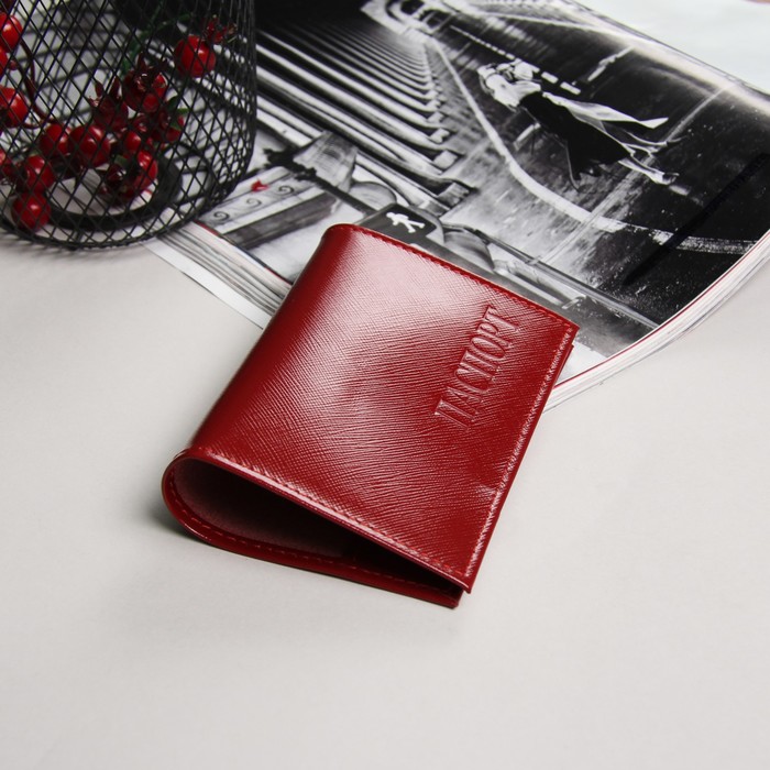 Обложка для паспорта, 5 карманов для карт, сафьян, цвет красный