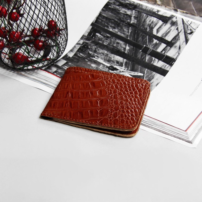 Кошелёк мужской, отдел, наружный карман, кайман рыжий