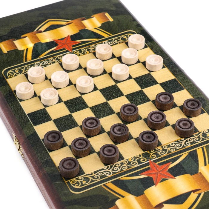 Нарды "Настоящему мужчине", деревянная доска 40х40 см, с полем для игры в шашки, микс